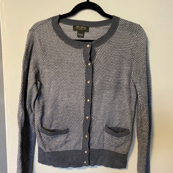 Eddie Bauer Womens Cotton & Cashmere Cardigan Sweater Small Gray - Picture 1 of 3